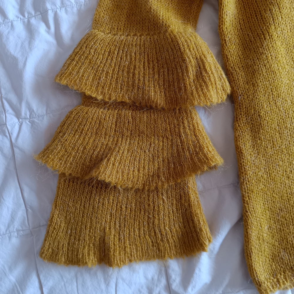 Yellow Ruffle Sleeve Sweater - Picture 3 of 7